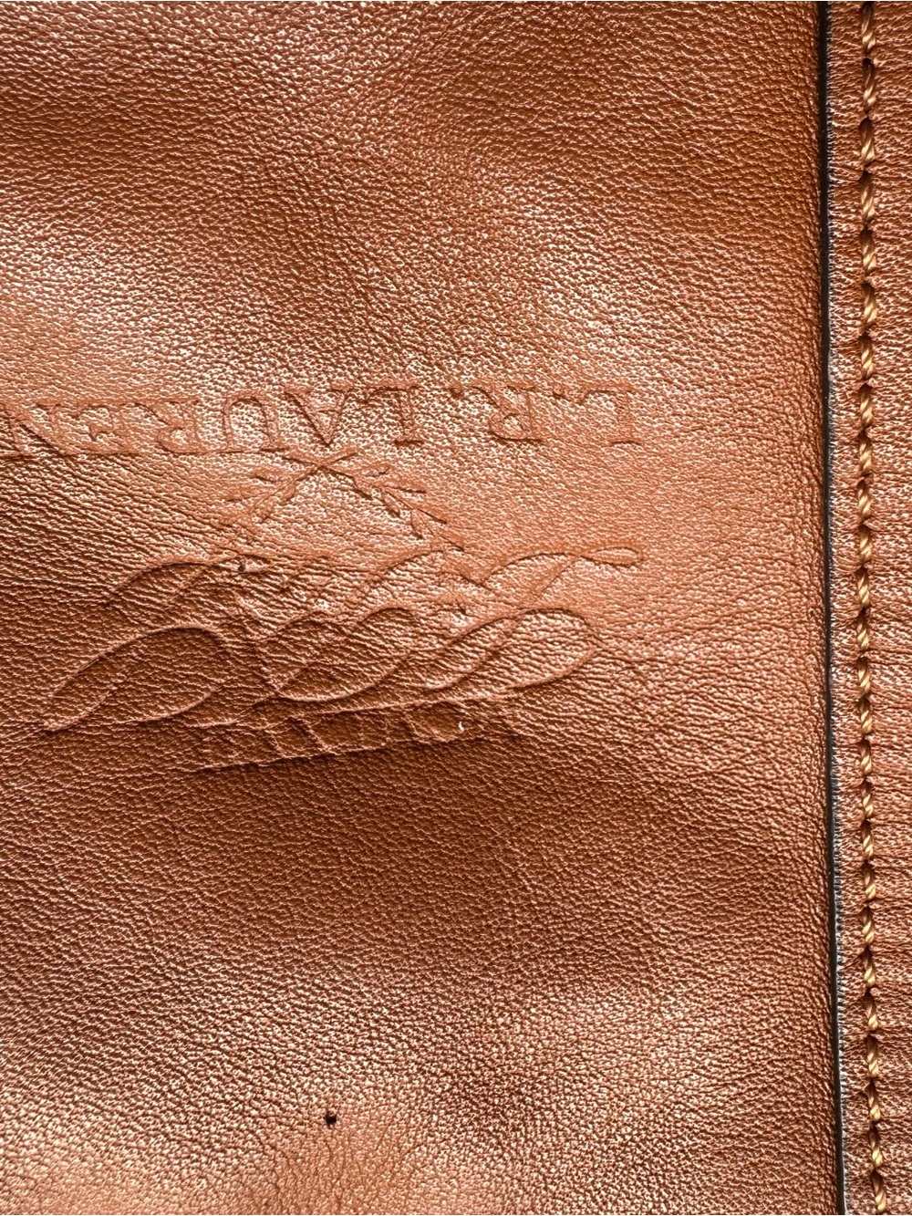 Ralph Lauren Chestnut Brown Leather Shoulder Hobo with Red Interior - Picture 3 of 4